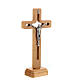 Crucifixo de mesa 15 cm madeira de oliveira perfurada e metal s2