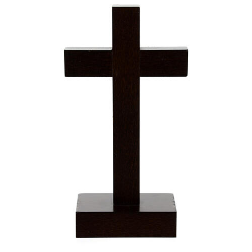 Crucifix de table bois et métal argenté 15 cm 3