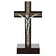 Crucifix de table bois et métal argenté 15 cm s1