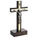 Crucifix de table bois et métal argenté 15 cm s2