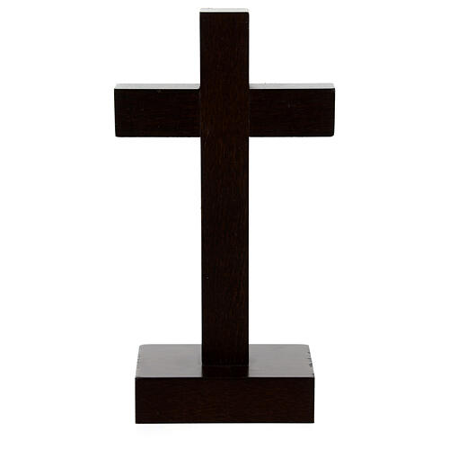 Table cross in wood and silver metal 15 cm 3