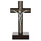 Table cross in wood and silver metal 15 cm s1