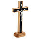 Crucifix bicolore avec base bois et métal 15 cm s2