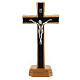 Table crucifix with wooden base and light dark metal 15 cm s1