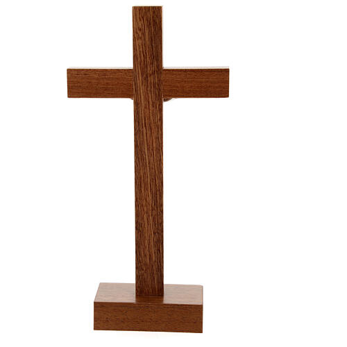 Crucifix bois et métal avec base 20 cm 3