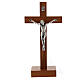 Crucifix bois et métal avec base 20 cm s1