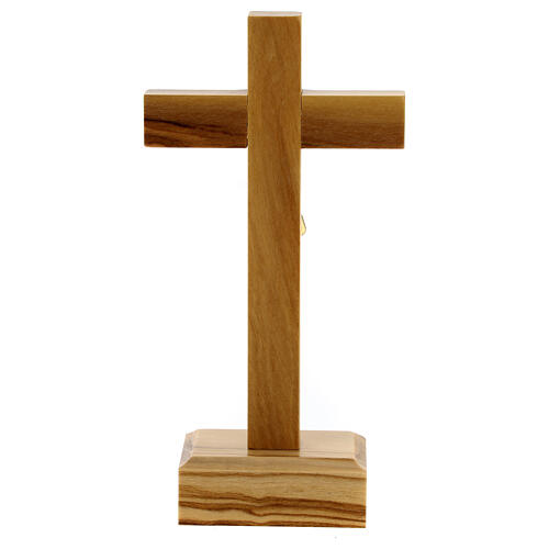 Crucifixo com base madeira oliveira e resina 15 cm 3