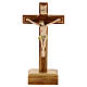 Crucifixo com base madeira oliveira e resina 15 cm s1