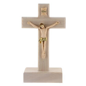 Crucifix 15 cm avec base bois frêne et résine