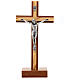Crucifixo de mesa madeira de mogno e oliveira 20 cm corpo metal s1
