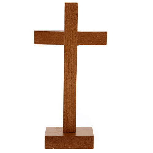 Crucifix with base, pear wood and metal, 8 in 3