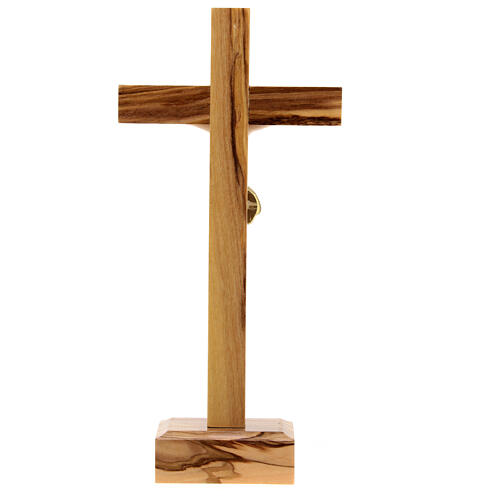 Crucifix 20 cm bois olivier et résine avec base 3