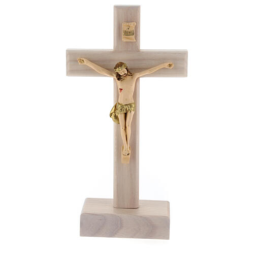 Crucifix à poser 20 cm résine bois frêne 1