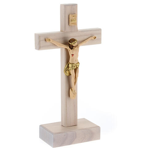 Crucifix à poser 20 cm résine bois frêne 2