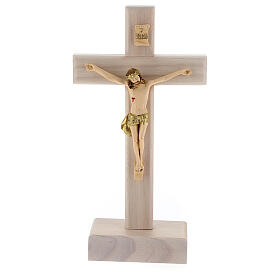 Crucifixo de mesa de 20 cm resina e madeira de freixo