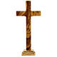 Olivewood standing crucifix with cube pattern, metallic body of Christ, 8 in s3