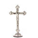 Budded crucifix with base, silver-plated metal, 10 in s1