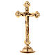 Budded crucifix with base, gold plated metal, 10 in s1