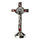Croix Saint Benoît rouge finition argentée h 7 cm s1