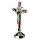 Croix Saint Benoît rouge finition argentée h 7 cm s2