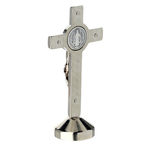 Red Saint Benedict cross with silver finish h.7 cm 4
