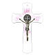 Cruz de San Benito vidrio de Murano rosa 20 cm s1