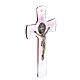 Cruz de San Benito vidrio de Murano rosa 20 cm s2