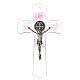 Cruz de São Bento vidro de Murano cor-de-rosa 20 cm s1