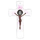 Cruz de São Bento vidro de Murano cor-de-rosa 20 cm s3