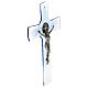 Croix de Saint Benoît 30 cm verre de Murano bleu ciel s2