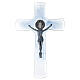 Cruz de São Bento h 30 cm vidro de Murano azul s3