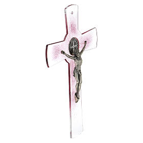 Benediktus-Rosenglas-Kruzifix Murano-Glas 30 cm