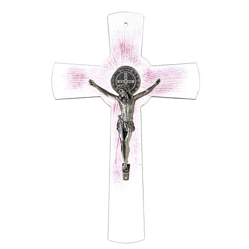 Croix De Saint-Benoît émaillée à La Main – 12 Cm Avec Anneau, Couleur Marron Et Doré – Fabrication Italienne, Objet Religieux Ou Décoration