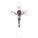 Croce di San Benedetto rosa vetro di Murano 30 cm s1