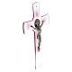 Krzyż Świętego Benedykta różowy, szkło z Murano 30 cm s2