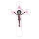 Krzyż Świętego Benedykta różowy, szkło z Murano 30 cm s3