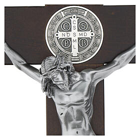 Kreuz von Sankt Benedikt aus dunklem Nussbaumholz 70 cm