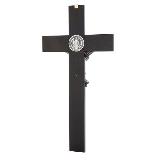 Kreuz von Sankt Benedikt aus dunklem Nussbaumholz 70 cm 9