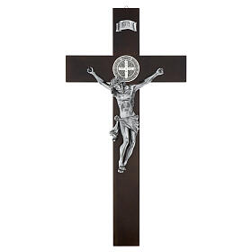 Saint Benedict cross, dark walnut wood, 28 in