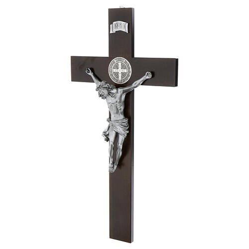 Croix Saint Benoît bois de noyer foncé 70 cm 4