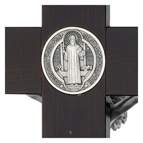 Saint Benedict Cross in dark walnut wood 70 cm 5