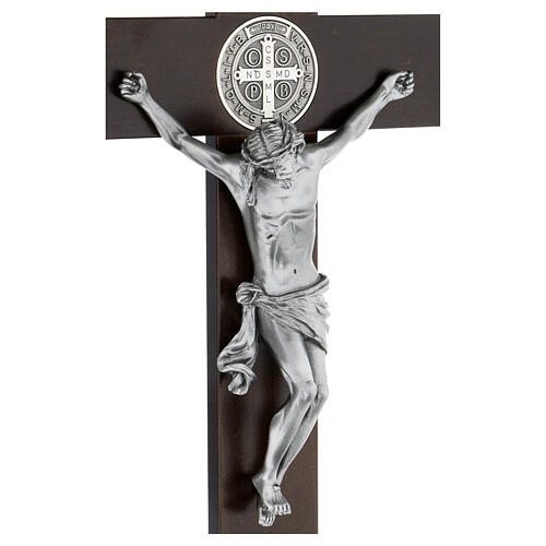 Saint Benedict Cross in dark walnut wood 70 cm 7