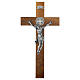 Crucifix en bois de noyer naturel médaille Saint Benoît 70 cm s1