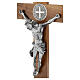 Crucifix en bois de noyer naturel médaille Saint Benoît 70 cm s7