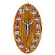 Olivewood board with Way of the Cross, 14 stations, metal and resin s1