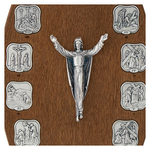 Wooden board with Way of the Cross, 14 metal stations 2