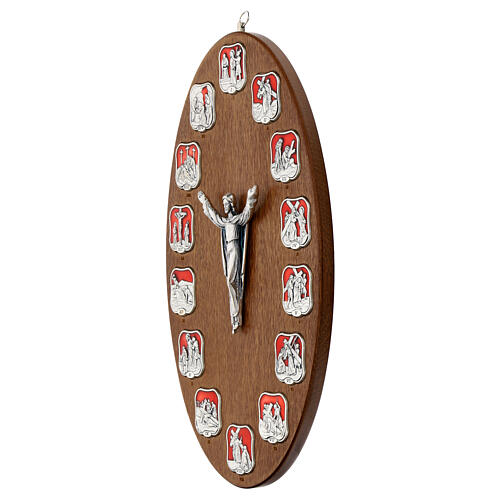 Tabla de madera Vía Crucis 14 estaciones de metal resinado 30x16 cm 3