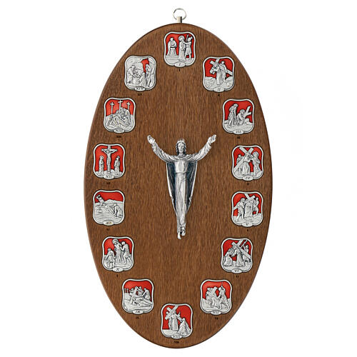 Tavoletta in legno Via Crucis 14 stazioni in metallo resinato 30x16 cm 1