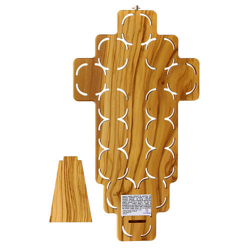 Crocefisso Via Crucis 14 stazioni metallo su croce legno ulivo 4