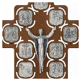 Way of the Cross and crucifix, 14 metal stations on wood